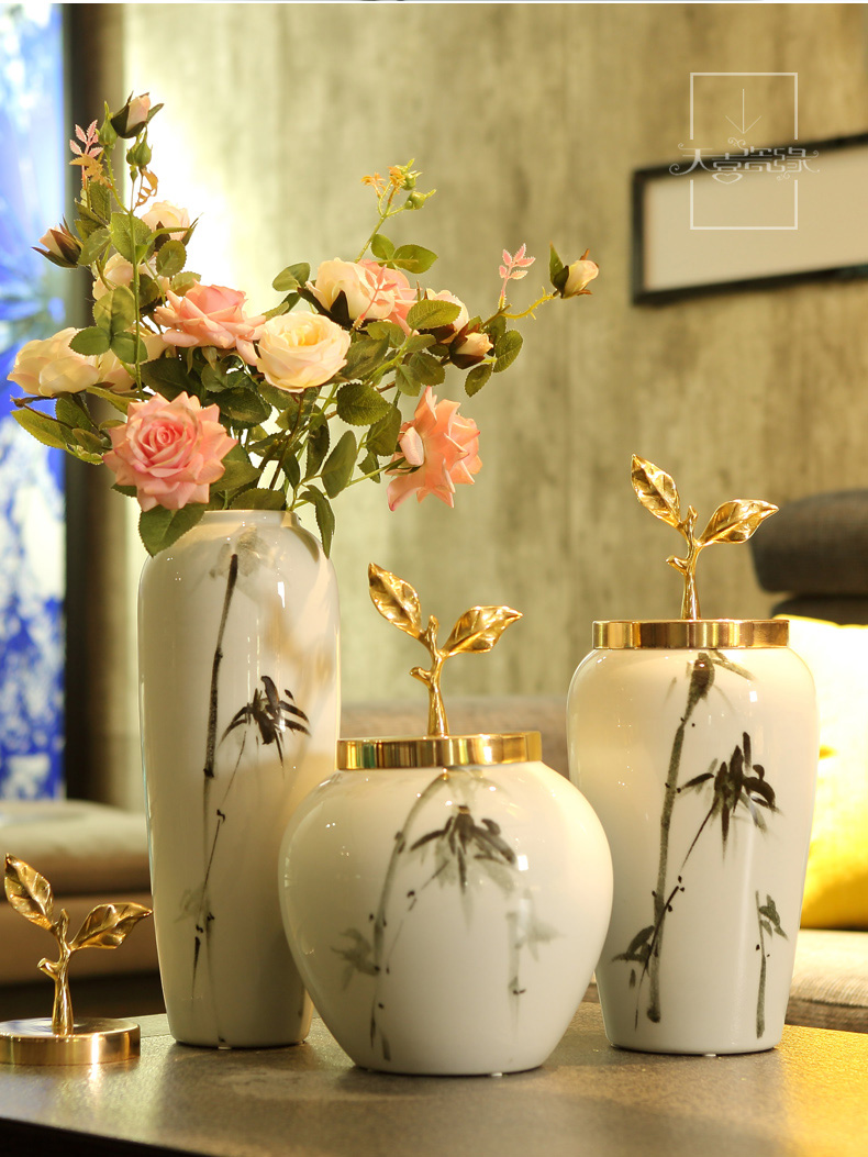 Jingdezhen ceramic vases, flower arranging is furnishing articles of modern light key-2 luxury sitting room porch ark of new Chinese style household ornaments