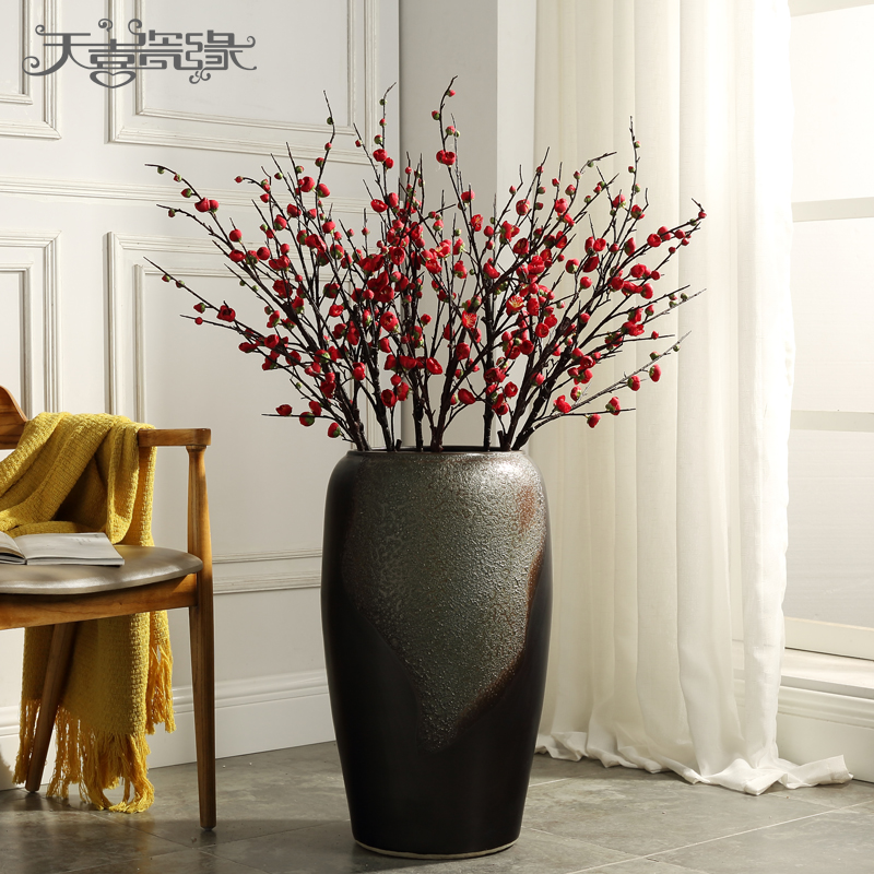 Jingdezhen ceramic floor big vase furnishing articles of modern European American club hotel in the living room window flower POTS
