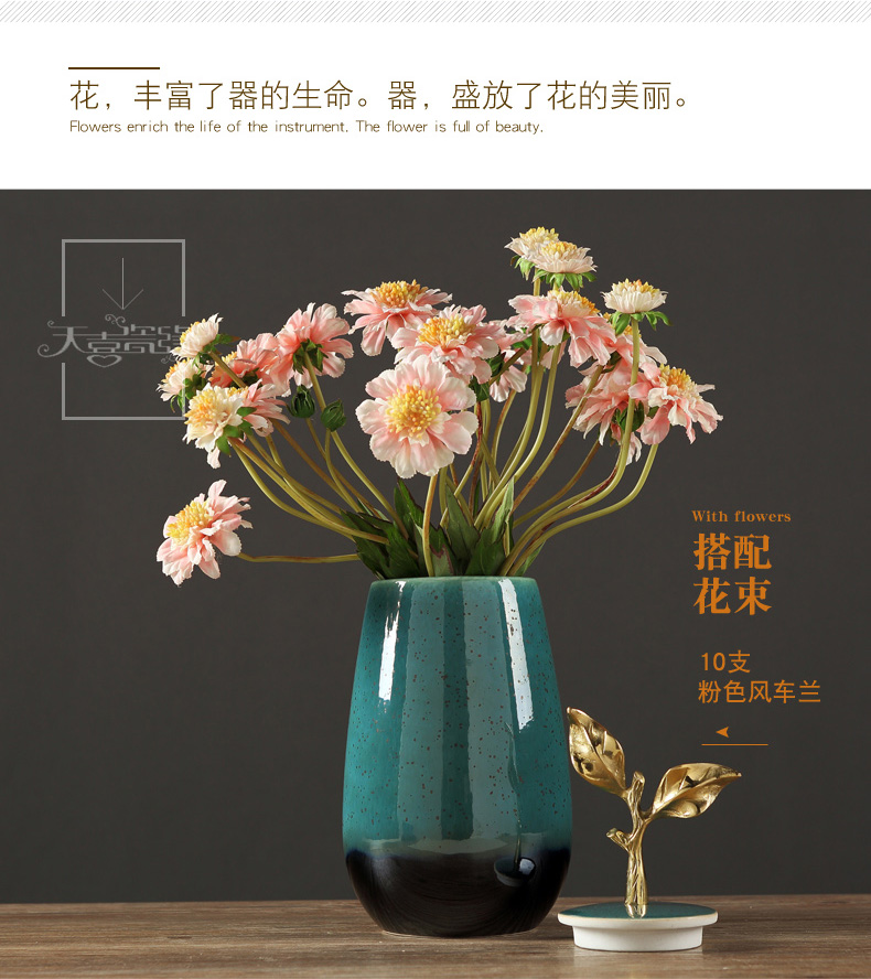 New Chinese style ceramic vase light flower arranging American key-2 luxury furnishing articles sitting room TV ark, crafts creative home decorations