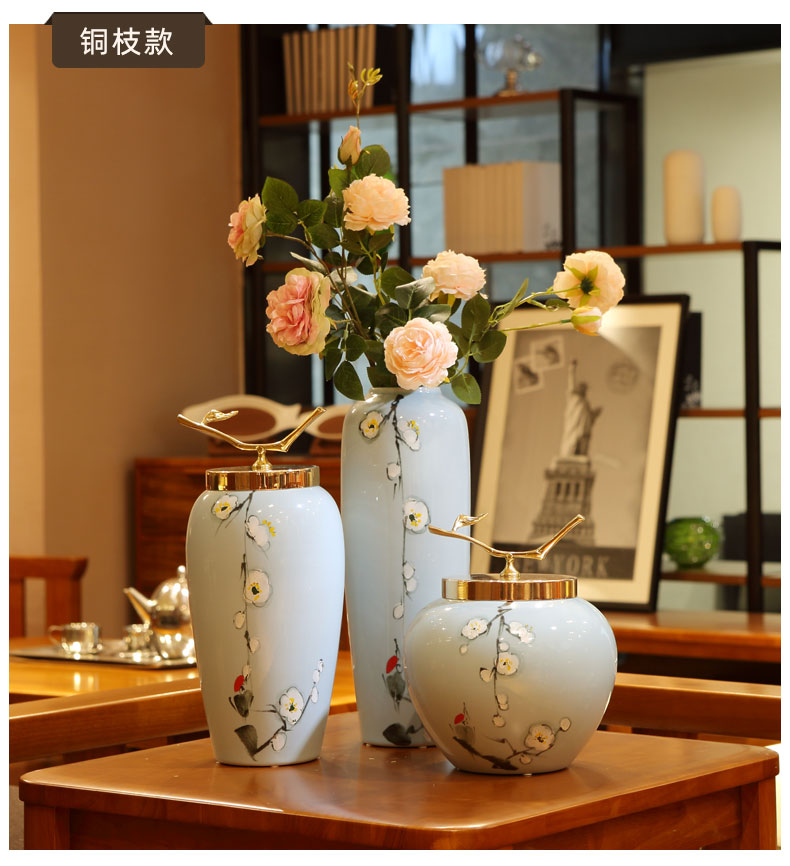 The Modern new Chinese vase household TV ark, porch place jingdezhen ceramic dry flower arranging flowers sitting room adornment