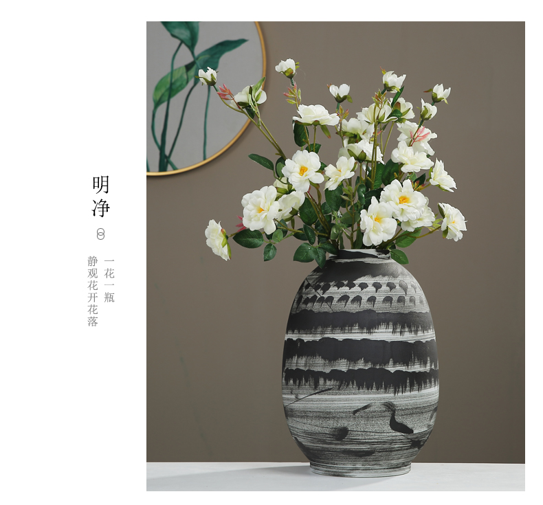 Jingdezhen vase dry flower arranging new Chinese ink painting ceramics table TV ark, place of the sitting room porch decoration