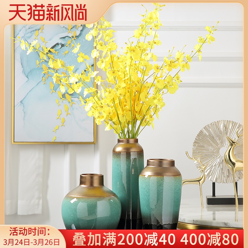 Jingdezhen modern light dry flower vase key-2 luxury furnishing articles, the sitting room porch TV cabinet table wine home decoration