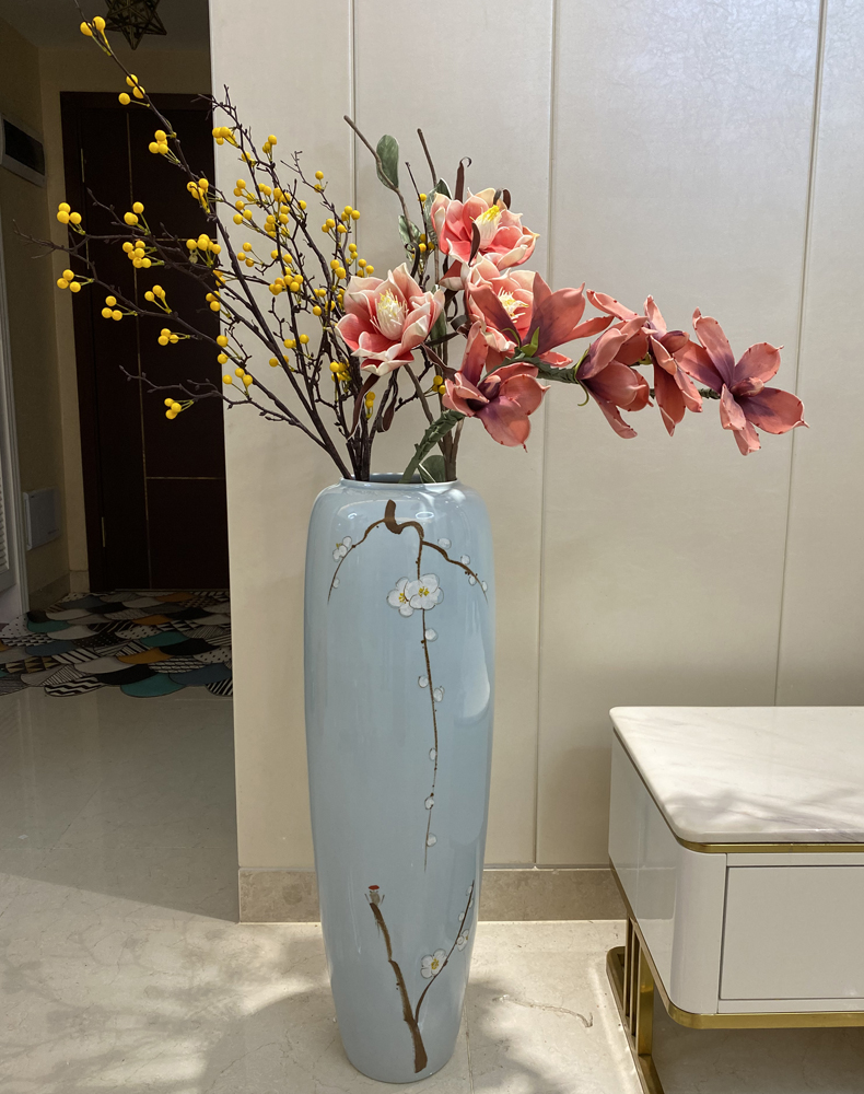 Jingdezhen ceramic floor big vase furnishing articles simulation flower arranging flowers sitting room hotel new Chinese modern light key-2 luxury decoration