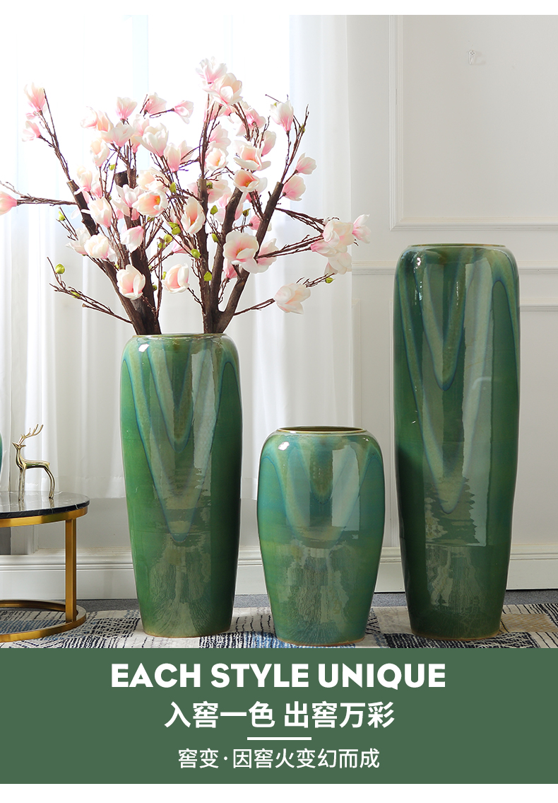 European ceramic light of large vase key-2 luxury furnishing articles dried flower arranging flowers green glaze, the sitting room porch decoration home decoration