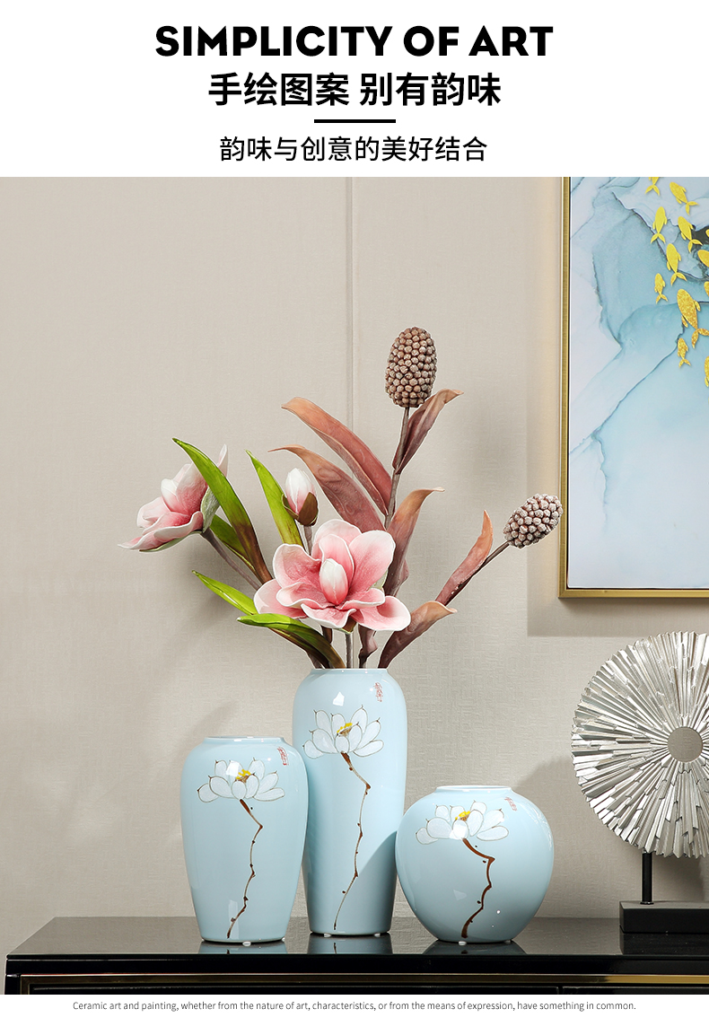 Jingdezhen ceramic vases, modern Chinese flower arranging furnishing articles dried flowers sitting room adornment porcelain TV ark, home decorations