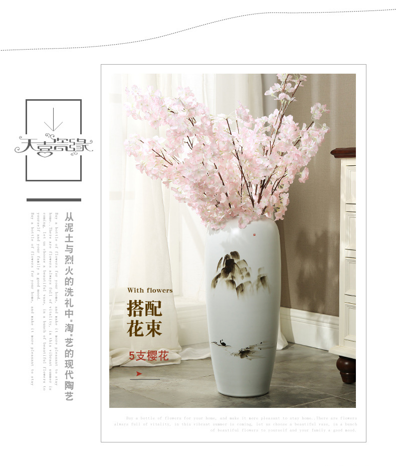 Modern ceramic vase of large sitting room porch zen process of new Chinese style decoration flower arranging, landing place