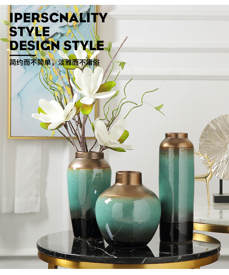 Jingdezhen modern light dry flower vase key-2 luxury furnishing articles, the sitting room porch TV cabinet table wine home decoration