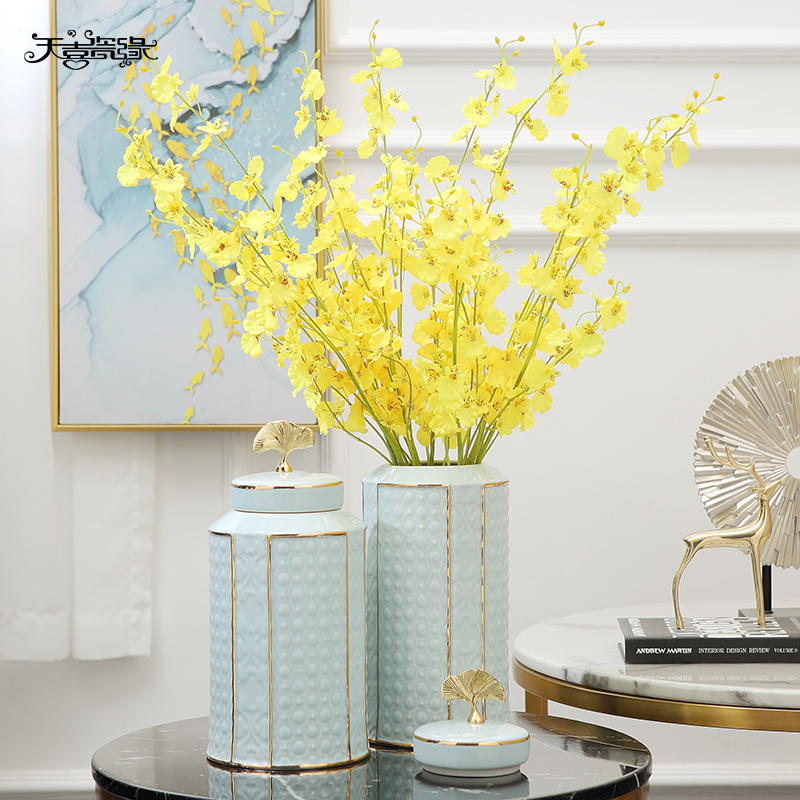 Jingdezhen light key-2 luxury porcelain pot vase furnishing articles sitting room creativity of I and contracted wine dry flower decoration decoration