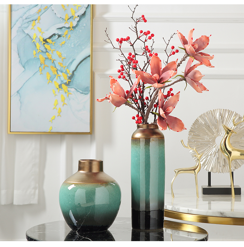 Jingdezhen modern light dry flower vase key-2 luxury furnishing articles, the sitting room porch TV cabinet table wine home decoration