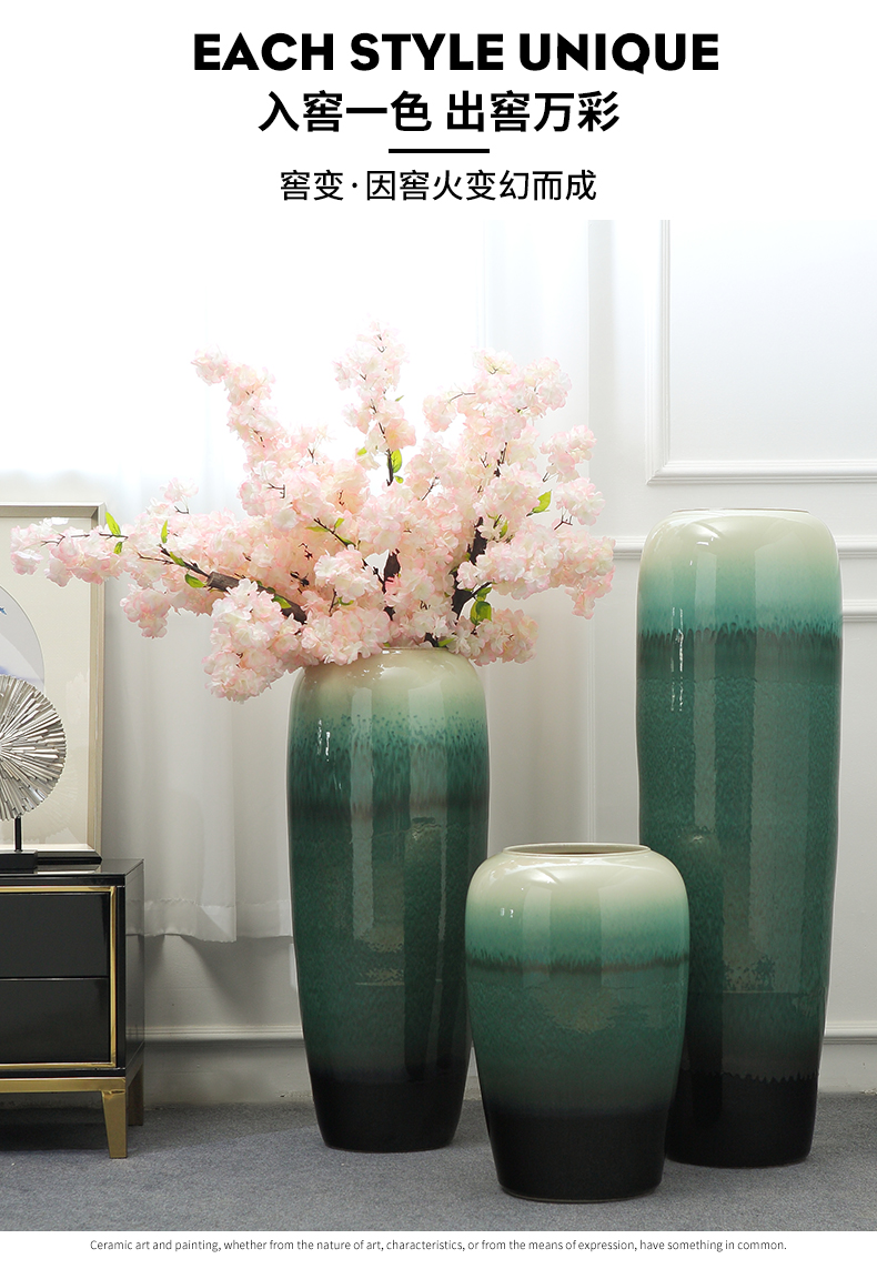 Jingdezhen landing big vase furnishing articles of new Chinese style living room light flower arranging ceramics key-2 luxury villa hotel soft decoration