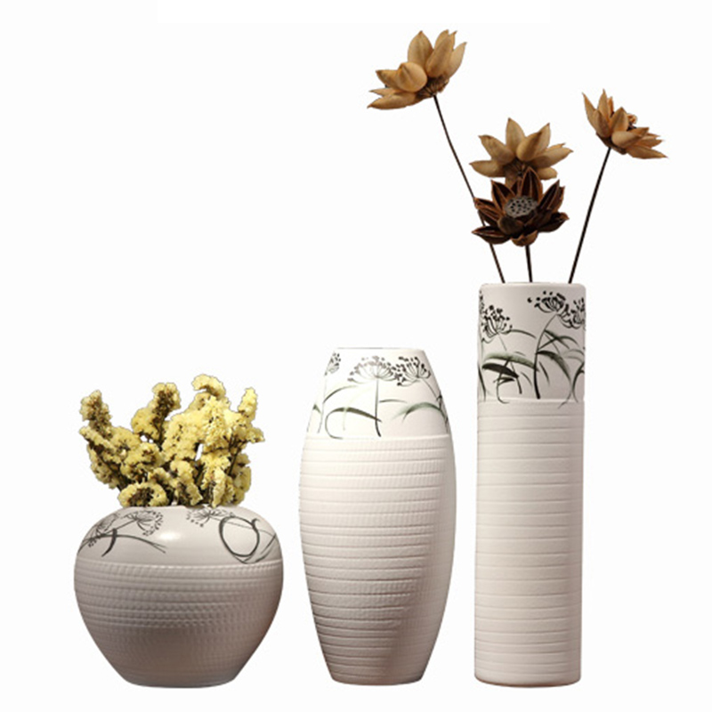 Creative white ceramic vase furnishing articles three - piece suit I and contracted style living room table decoration home decoration