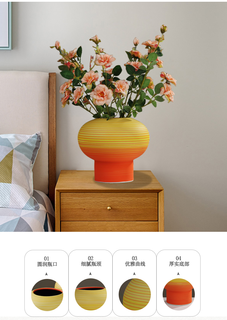 New Chinese style light ceramic vase key-2 luxury furnishing articles table dry flower tea table flower art is sitting room adornment desktop simulation flower decoration