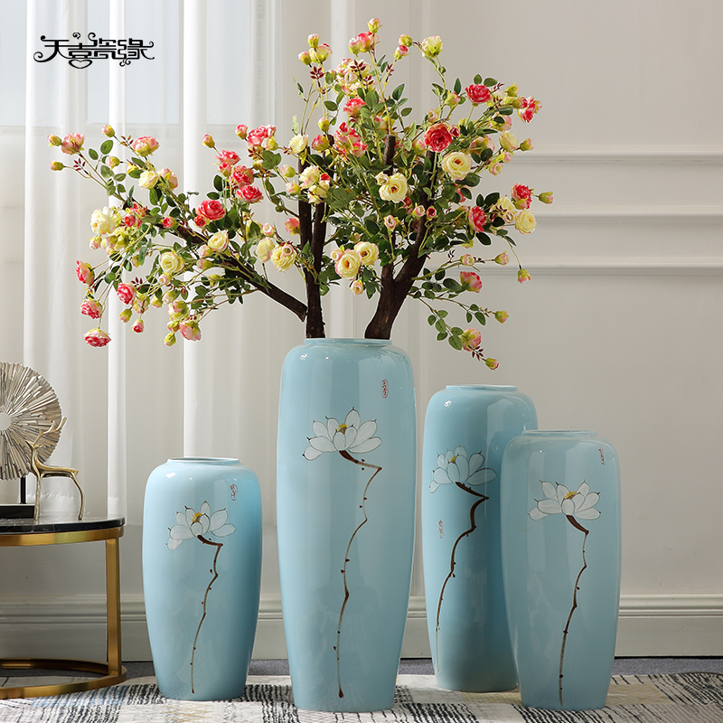 Jingdezhen new Chinese style of large vases, furnishing articles sitting room hotel villa clubhouse decorations ceramics large flowers