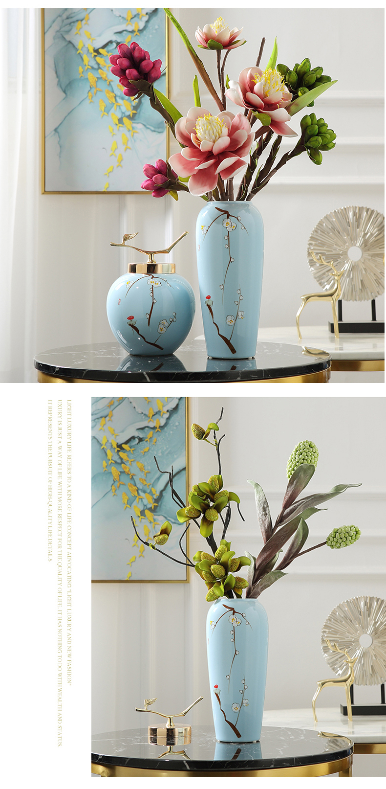 The Modern new Chinese vase household TV ark, porch place jingdezhen ceramic dry flower arranging flowers sitting room adornment