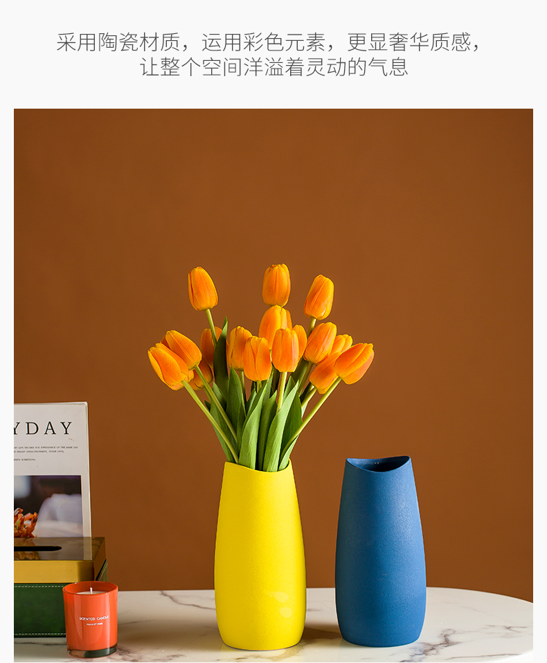 I and contracted Nordic creative living room TV cabinet ceramic vase flower arranging furnishing articles table light much dry flower decoration