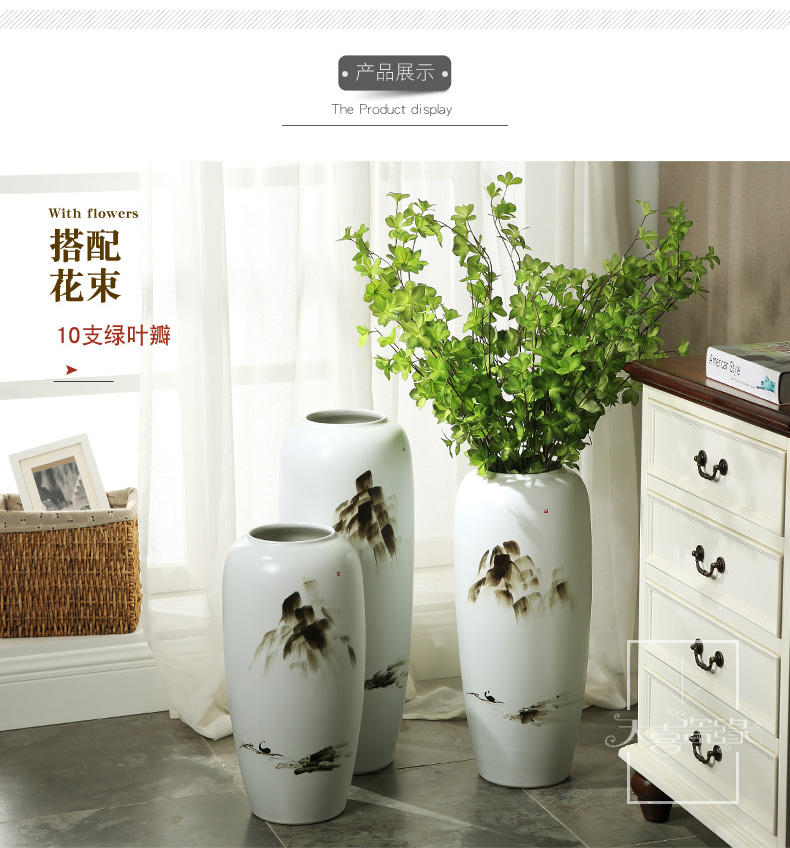 Modern ceramic vase of large sitting room porch zen process of new Chinese style decoration flower arranging, landing place