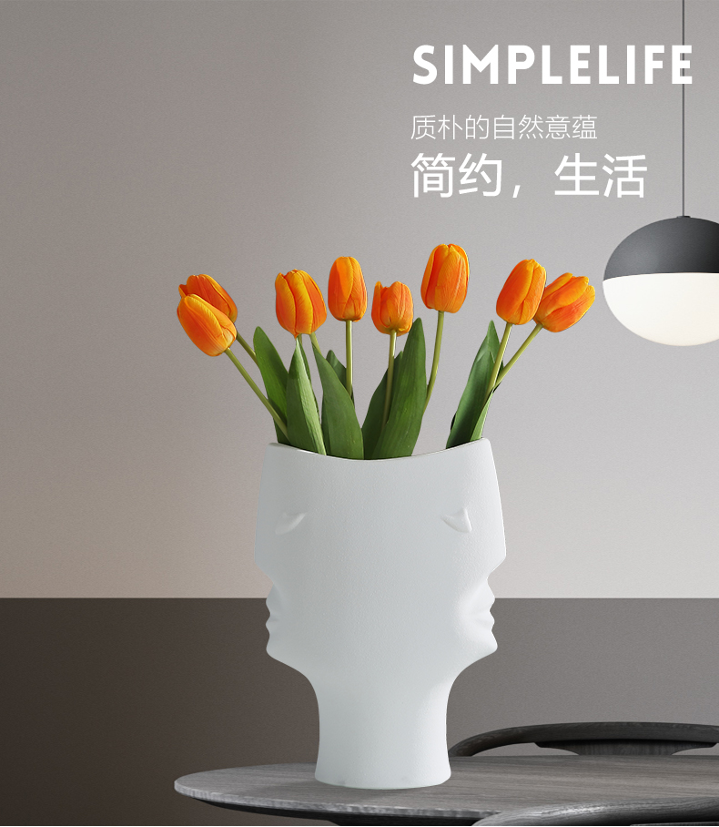 I and contracted face ceramic vase furnishing articles sitting room Nordic abstract decoration decoration flower arranging the creative arts and crafts