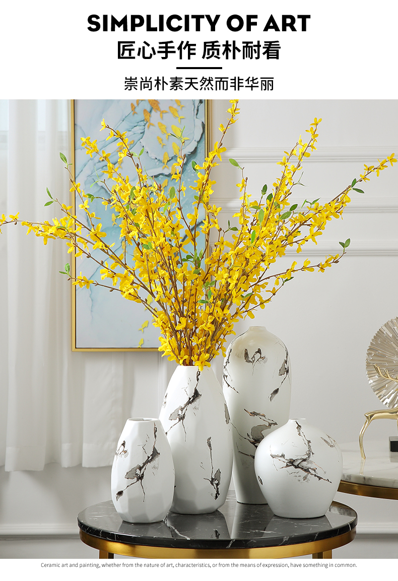 New Chinese style ceramic vase furnishing articles suit ink style white flower arranging the sitting room the postmodern ideas soft decoration