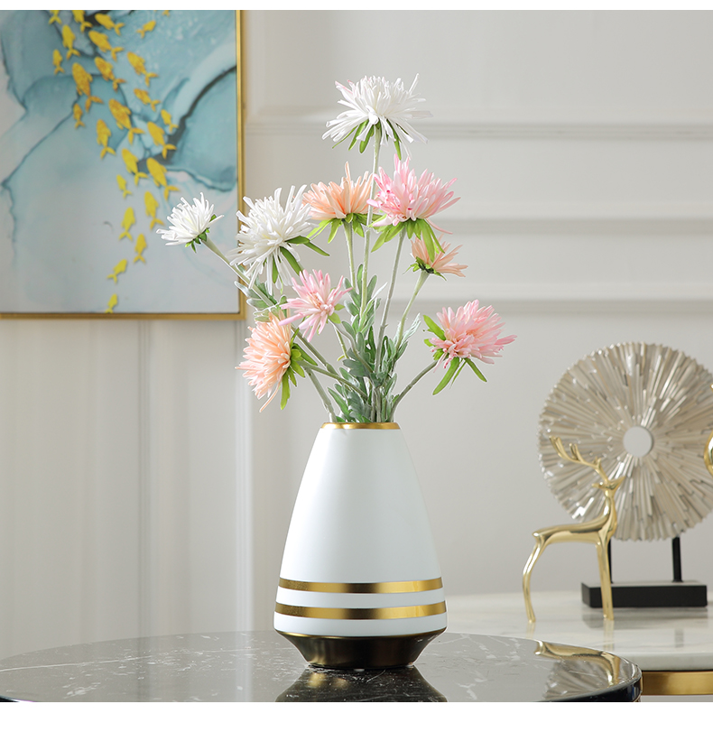 Nordic light key-2 luxury ceramic vases, creative living room TV cabinet dry flower arranging flowers, wine cabinet table household soft adornment