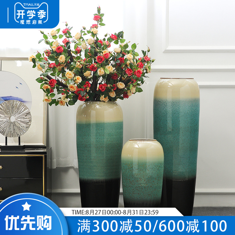 Jingdezhen large landing simulation plant fake flower flower vase furnishing articles European style living room home decoration flowers furnishings