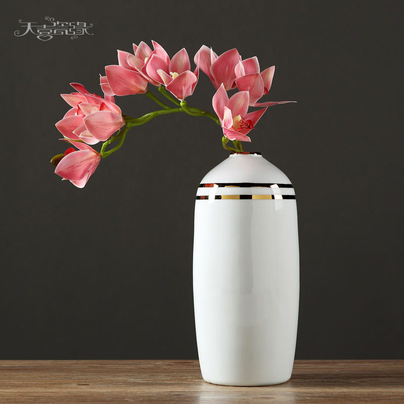 I and contracted ceramic vase furnishing articles sitting room light dry flower simulation flower flower porcelain creative key-2 luxury home decoration