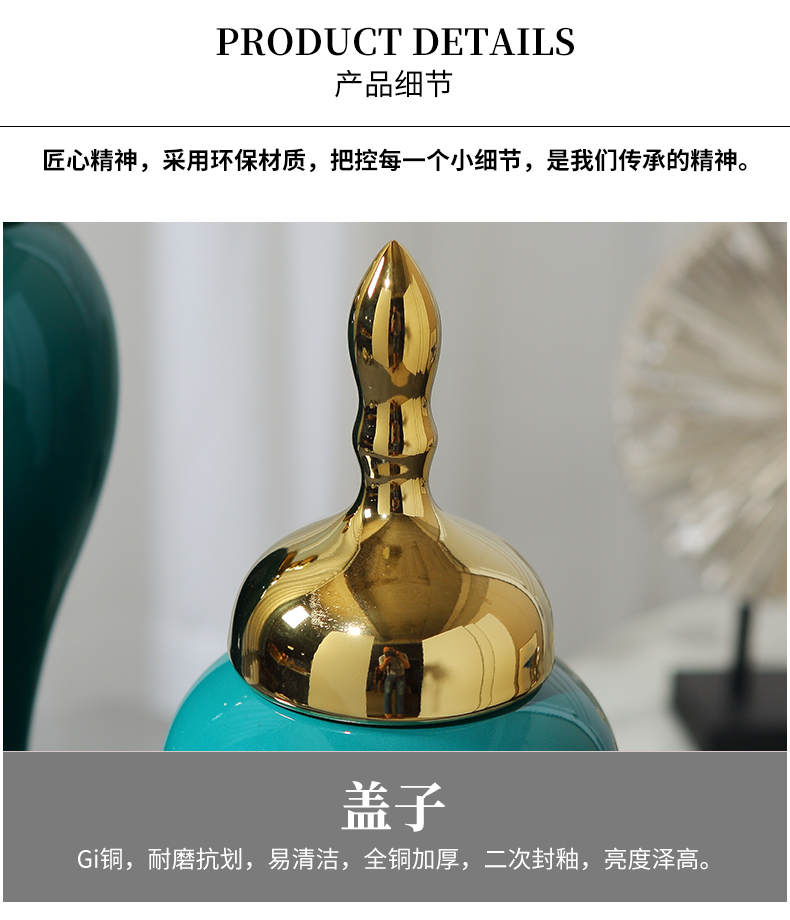 Light the key-2 luxury of modern ceramic vases, flower arranging dried flower implement new Chinese style furnishing articles, the sitting room porch between example home decoration