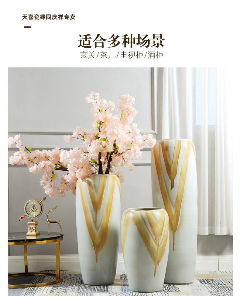 European ceramic vase landing simulation flower suit sitting room hotel large flower POTS porch villa decorations