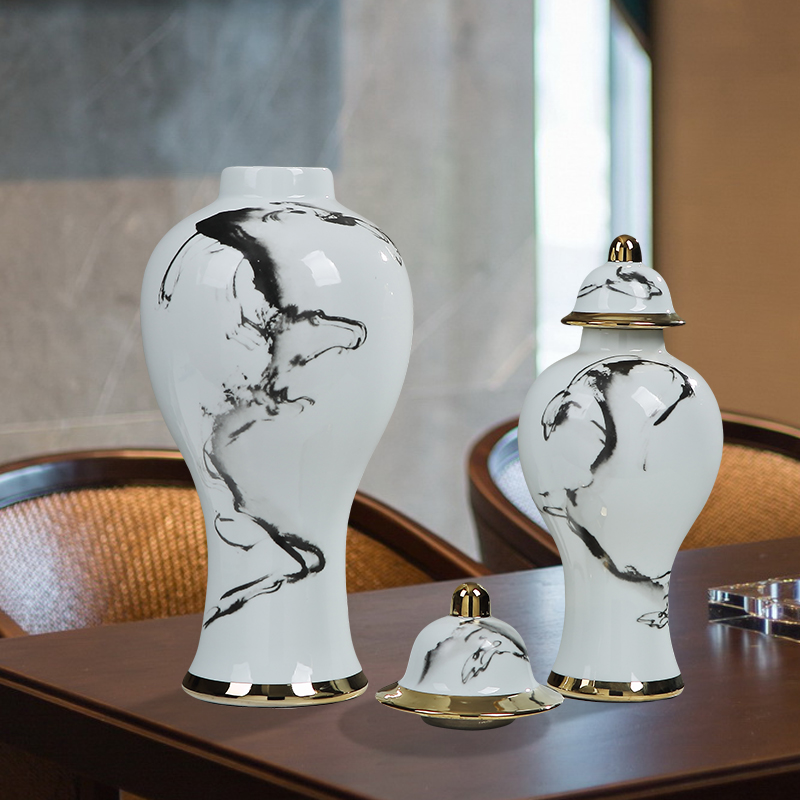 Jingdezhen general ink tank ceramic vase furnishing articles large Chinese style living room between example home decoration decoration