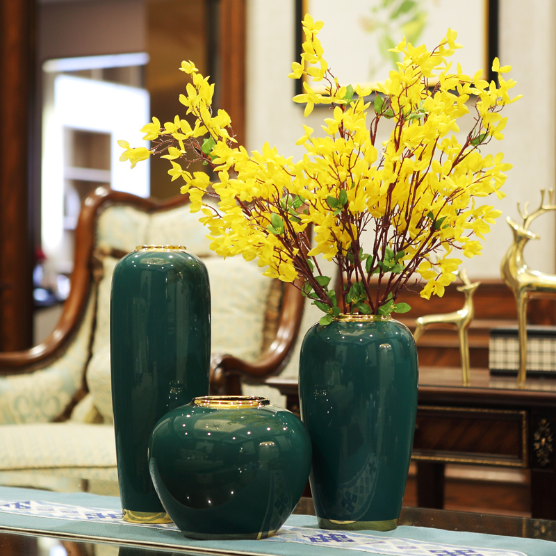 Light European - style key-2 luxury furnishing articles ceramic vases, new Chinese style living room TV cabinet dry flower flower arranging flower implement modern porch decoration