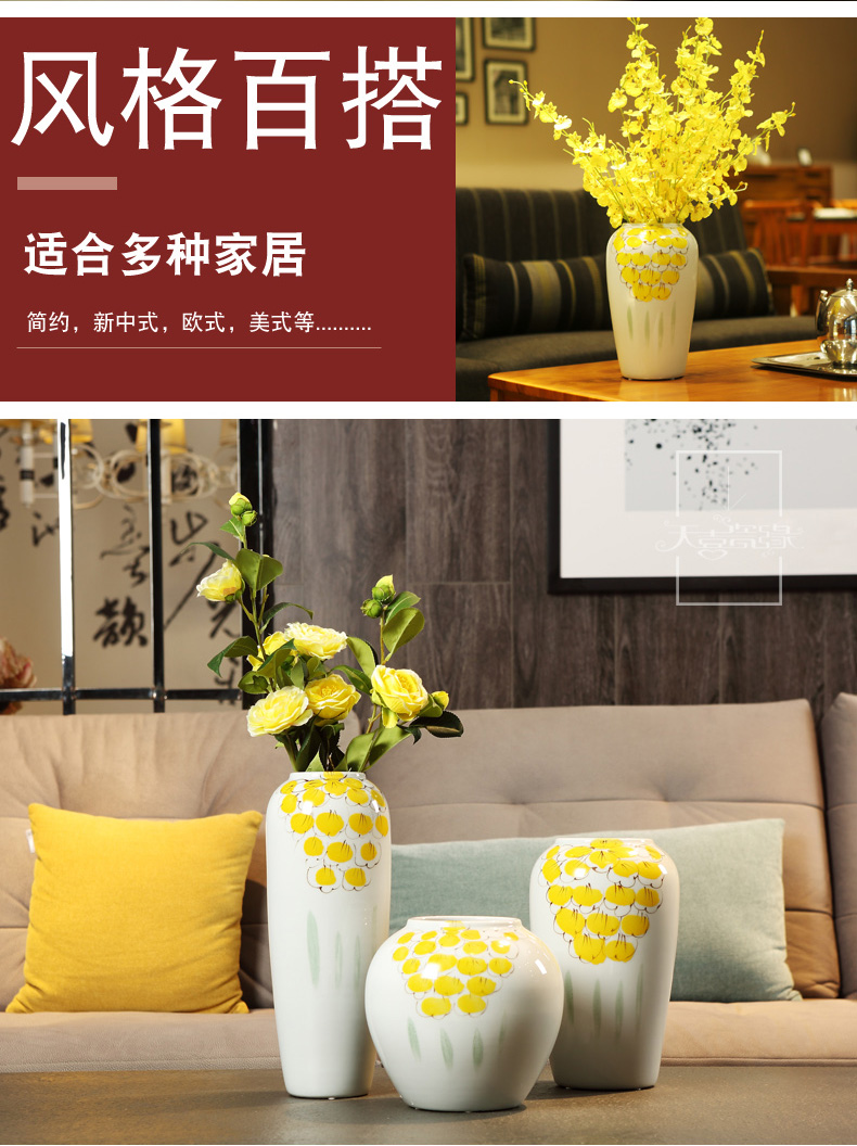 I and contracted new Chinese vase dry flower arranging flowers, ceramic flower implement the sitting room TV ark, porch light decoration key-2 luxury furnishing articles