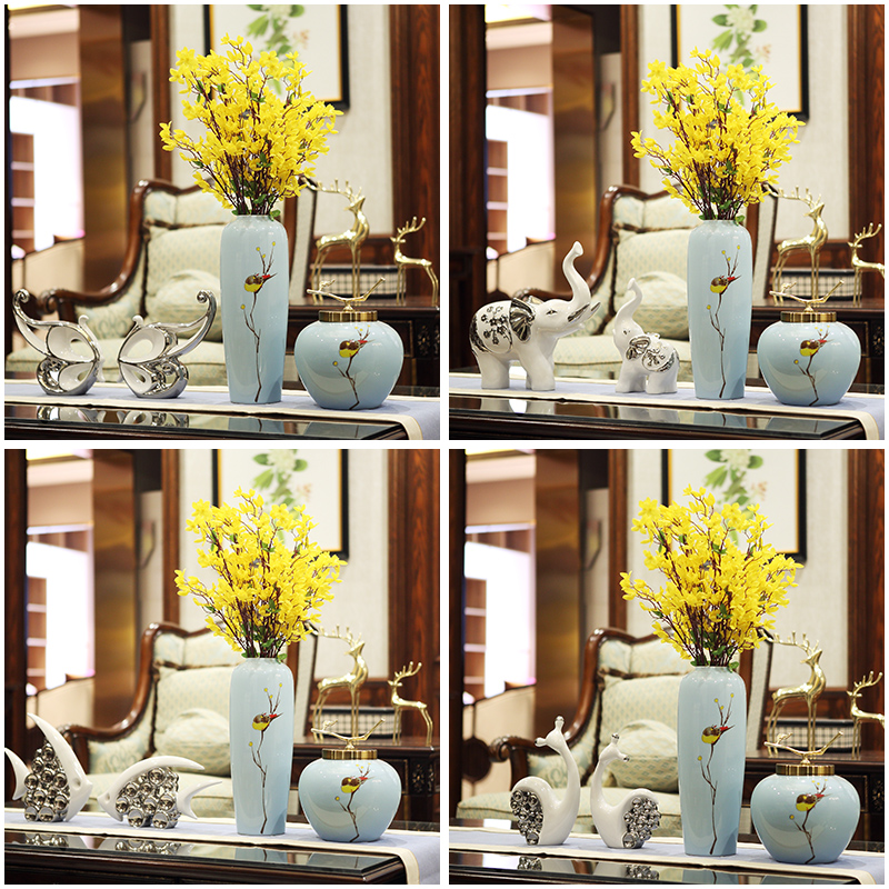 Jingdezhen ceramic vase furnishing articles simulation flower flower arranging dried flowers sitting room porch light much TV ark, postmodern contracted
