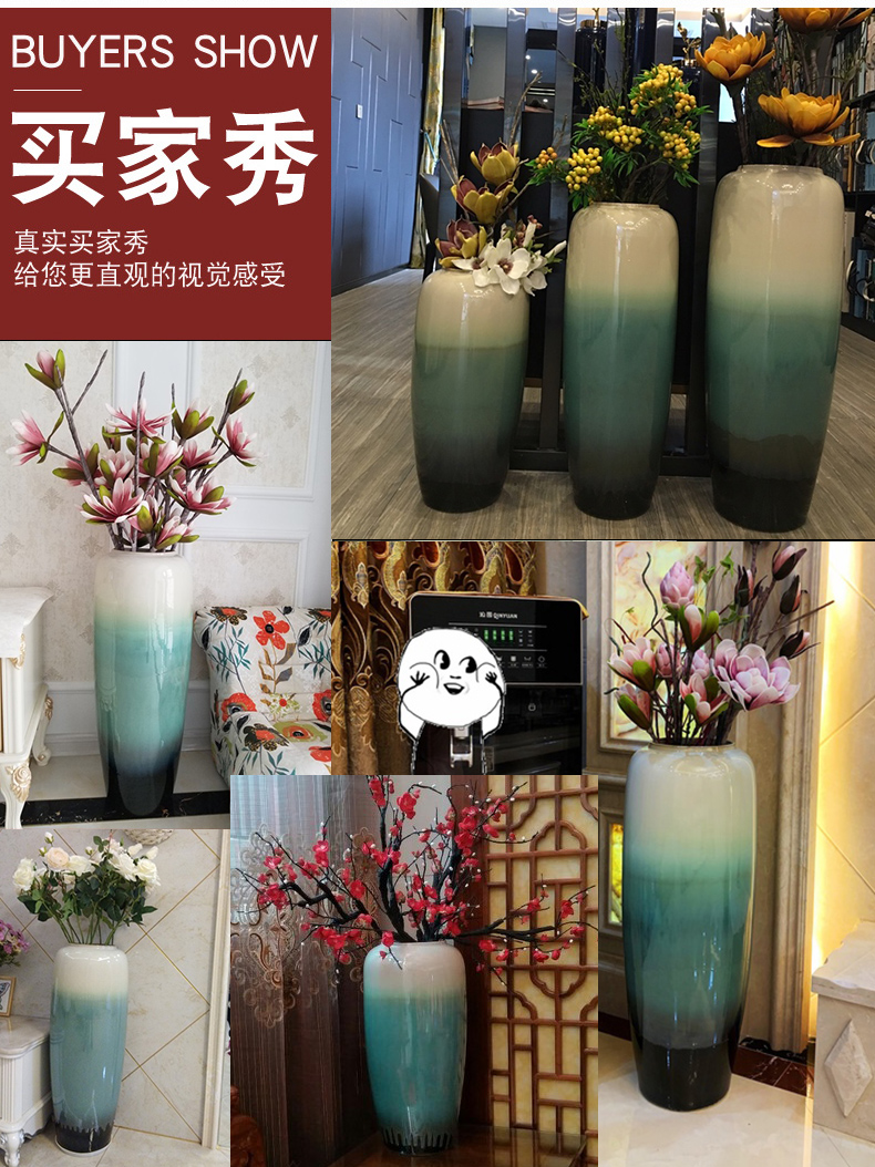 Modern ceramic floor large lucky bamboo vase jingdezhen dried flower arranging flowers sitting room decorates the new Chinese style furnishing articles