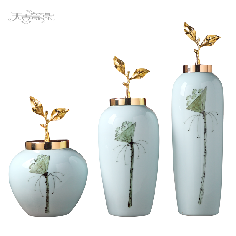 Modern new Chinese style ceramic vase furnishing articles sitting room hall table, TV ark, flower arrangement, household soft adornment