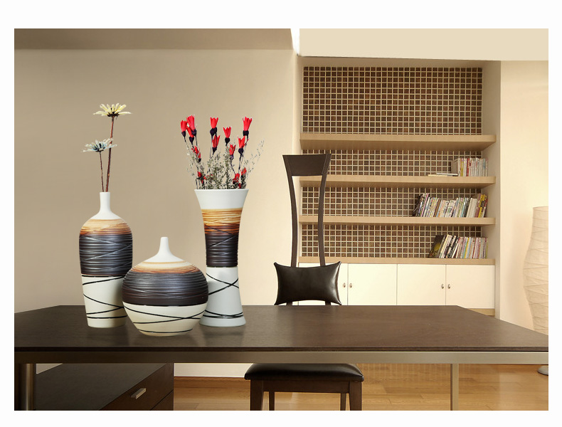 Jingdezhen ceramic simple flower implement modern furnishing articles three - piece creative living room TV cabinet home decoration vase