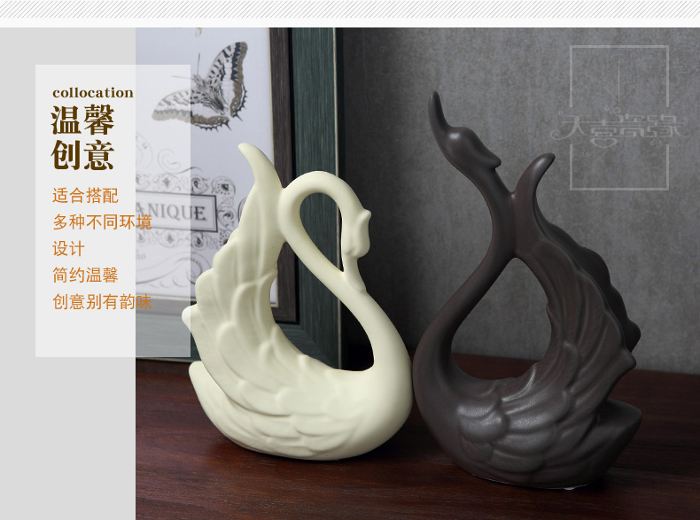 Nordic home decoration creative wine sitting room porch place wedding gift ceramics handicraft lovers swan