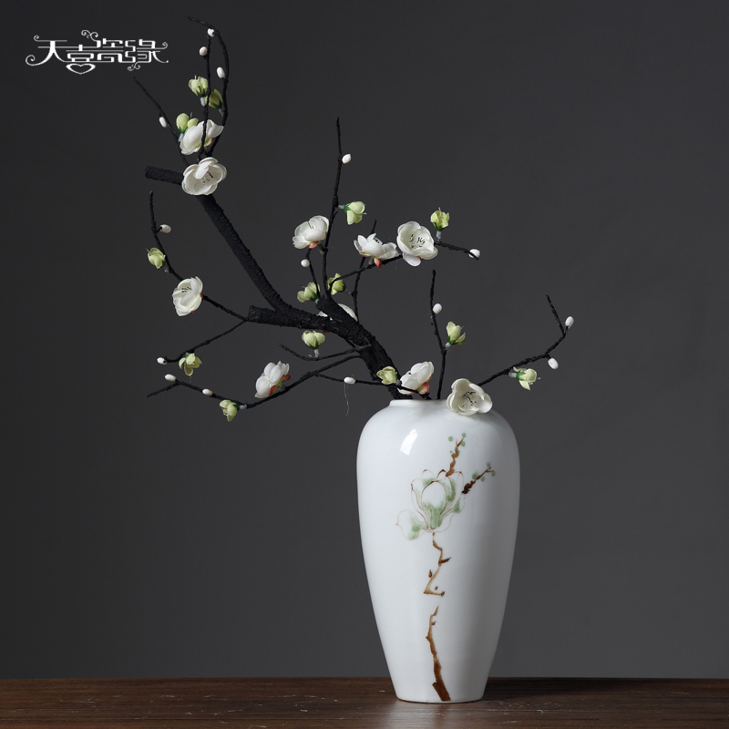 Modern new Chinese style ceramic vase furnishing articles sitting room TV cabinet table flower vase creative decorative dried flowers