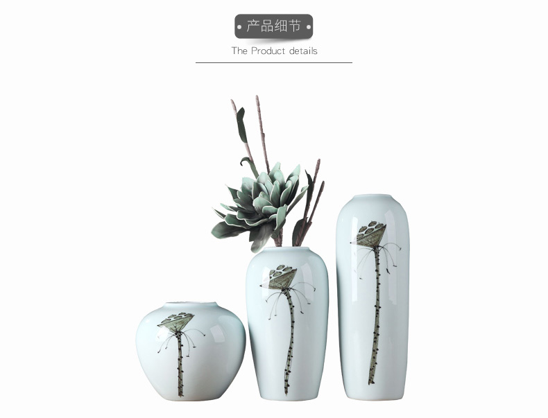 Modern Chinese style simple ceramic flower vase continental creative living room dried flowers, household soft adornment is placed