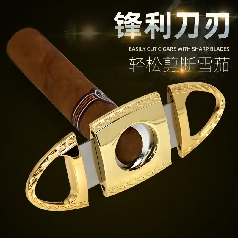 Lafuli Cigar Cutter Portable Stainless Steel 5 Chrome Cigar Cutter Double Edge Round Sharp Cigar Scissors