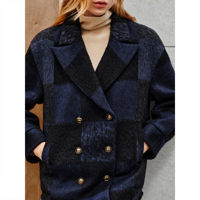 INSUN ລະດູຫນາວ retro ສີ contrast ສັ້ນ rabbit fur wool coat