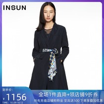 Enshang shopping mall with suit collar long sleeve cotton split windbreaker female middle length