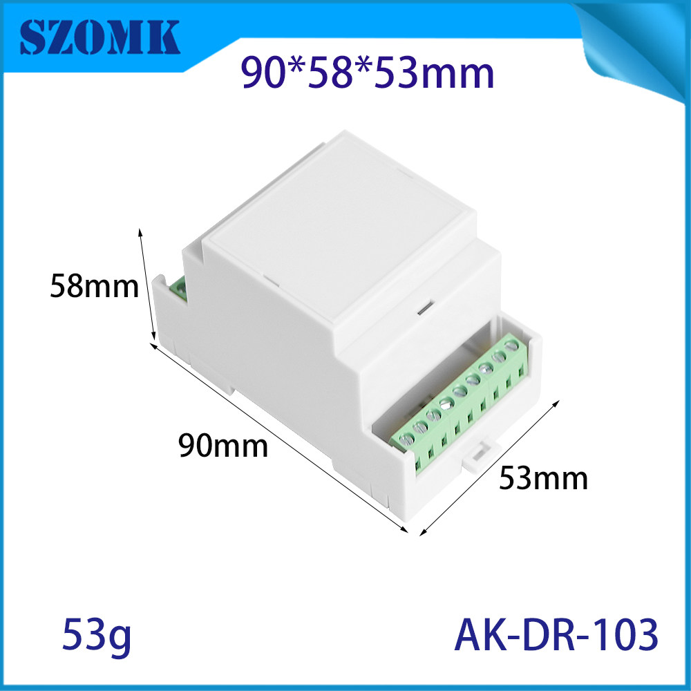 奥科姆导轨式工控仪表仪器盒壳体PLC电源开关控制器塑料外壳DR103