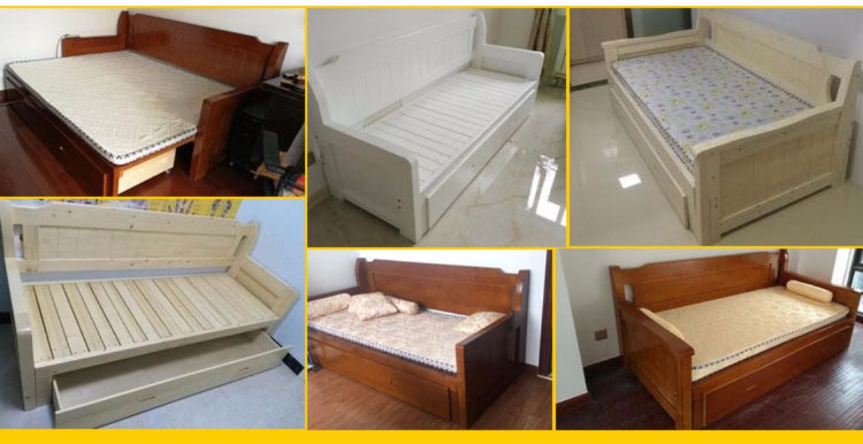Rắn gỗ giường sofa có thể gập lại căn hộ nhỏ đa năng 1,2m trượt văng 1,5 1,8 phòng khách đúp - Ghế sô pha ghế sofa cao cấp