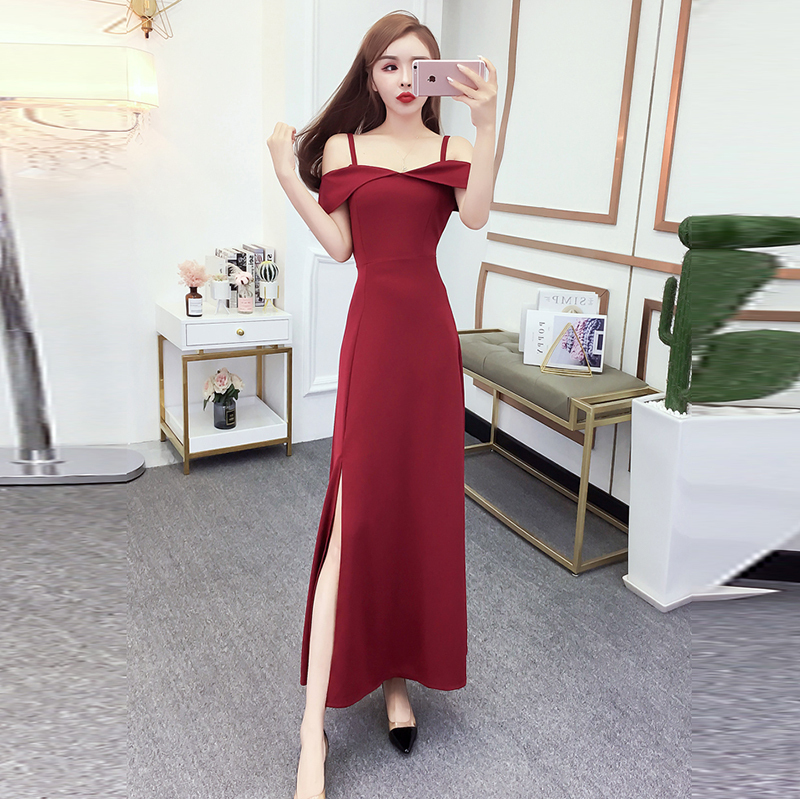 High-End Dress for Women, New Summer Style, Elegant Goddess Style Clothes, Spaghetti Strap Off-Shoulder Long Dress