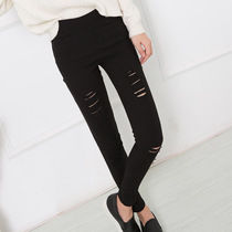 Break womens pants wearing Korean black pencil tight small feet leggings 2019 new spring and autumn Thin Thin