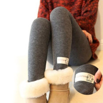 Autumn winter and Korean version of the new dark gray cute kitten leggings plus velvet thickened trousers show thin autumn pants