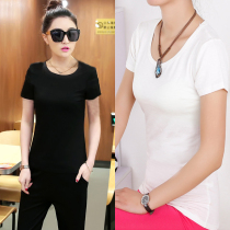 Fatty Plus Size Womens 2018 Korean T-shirt Womens Short Sleeve Modal Cotton Slim Joker Fat MM base shirt