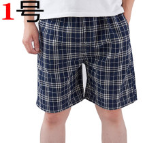 Summer middle-aged mountaineering five-point pants mens loose cotton plaid shorts beach pants thin sports home pants big pants