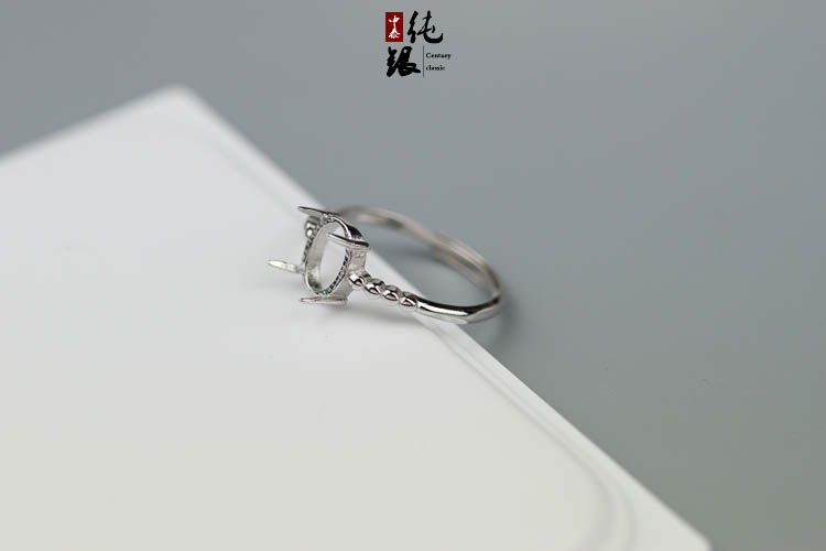 Đơn giản và hào phóng nữ nhẫn chủ Châu Âu và Mỹ thời trang 925 sterling silver ring hỗ trợ rỗng hổ phách dày đặc sáp sống miệng 7 * 8