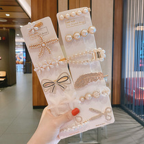 Net red 2020 New Pearl Rhinestone hairclip side clip 2021 Liu Haifa card head hairclip headwear