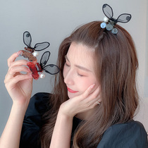 2021 New pearl pendant grab clip female hairclip summer Bangar clip rabbit ear hairpin headgear